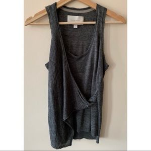 Brochu Walker • M • Linen Tank Top Twist Front Grey